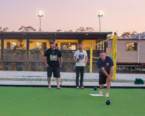 Guests having a game of bowls